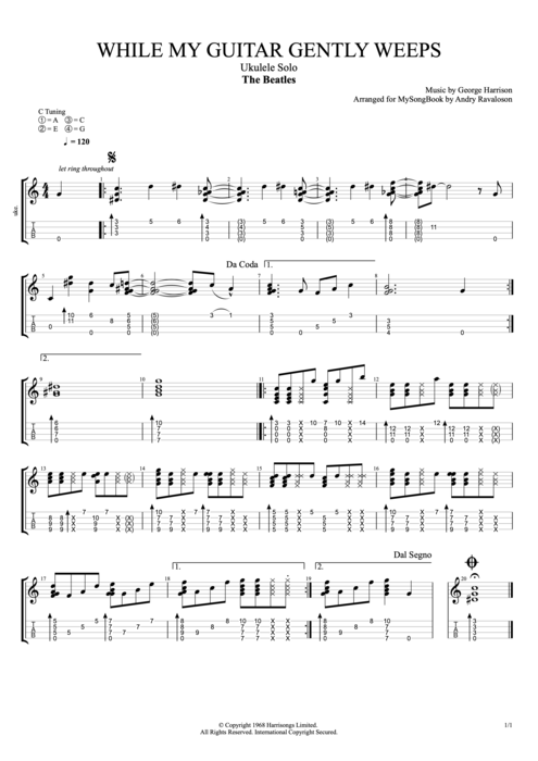 while my guitar gently weeps acoustic tab